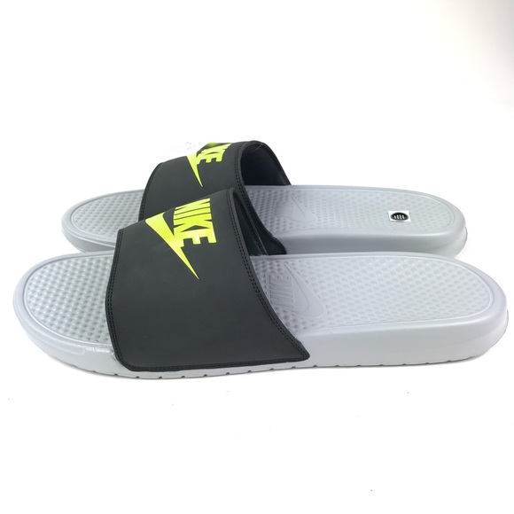 Men's Nike Benassi JDI Black Green Slides Size 17 - Picture 4 of 8